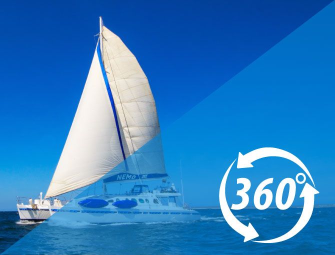 Virtual Tour 360 Nemo III Motor Sail Catamaran